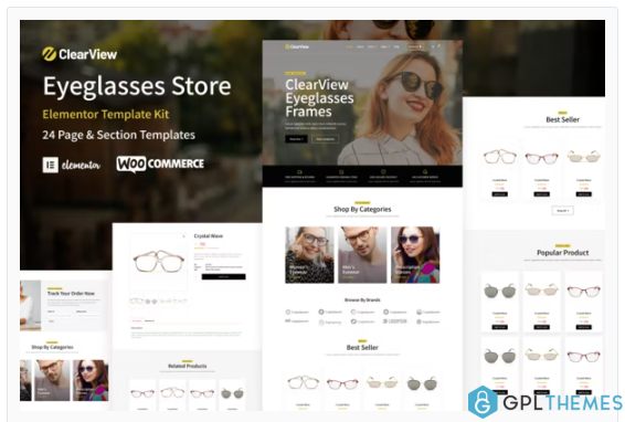ClearView – Eyeglasses & Eyewear Store WooCommerce Elementor Template Kit