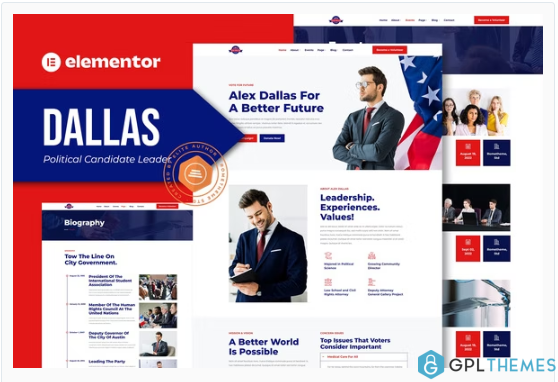 Dallas – Political Candidate Leader Elementor Teamplate Kit
