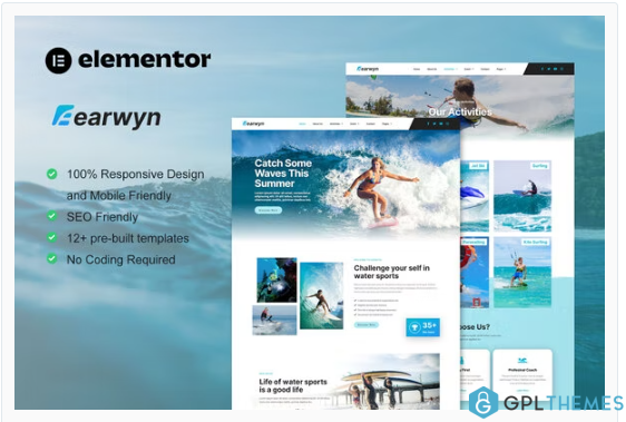 Earwyn – Water Sports & Surfing Elementor Pro Template Kit