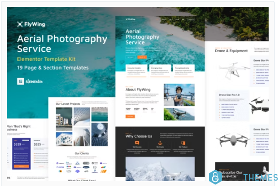 FlyWing – Drone Aerial Video & Photography WordPress Elementor Template Kit