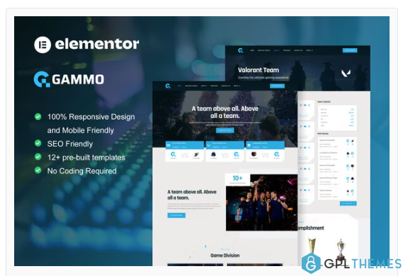 Gammo – Esports Team & Gaming Elementor Pro Template Kit