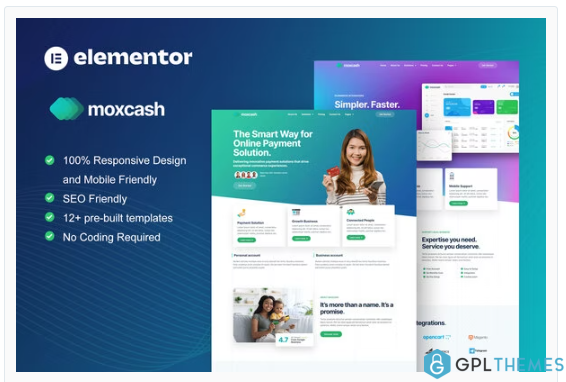 MoxCash – Online Payment Gateway Elementor Pro Template Kit