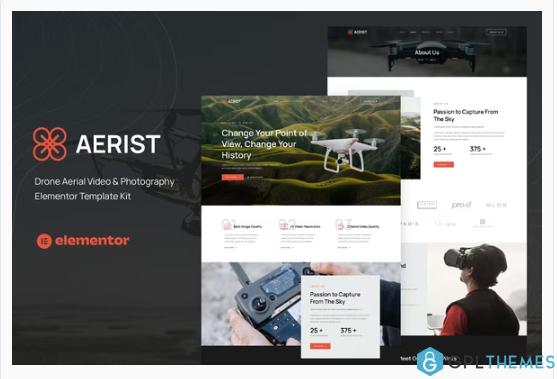 Aerist – Drone Aerial Video & Photography Elementor Template Kit