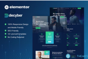 decyber cyber security services elementor template kit