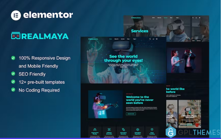 realmaya virtual reality services shop elementor template kit