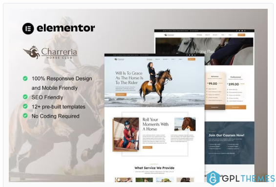 Charreria – Horse Riding Club Elementor Template Kit