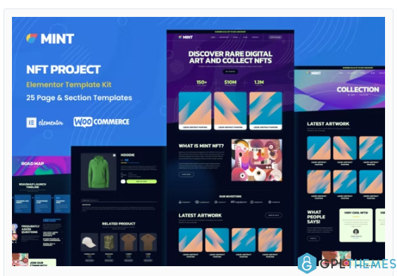 Mint – NFT Projects & Portfolio WooCommerce Elementor Template Kit