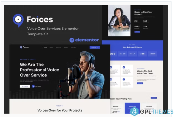 Foices – Voice Over Services Elementor Template Kit