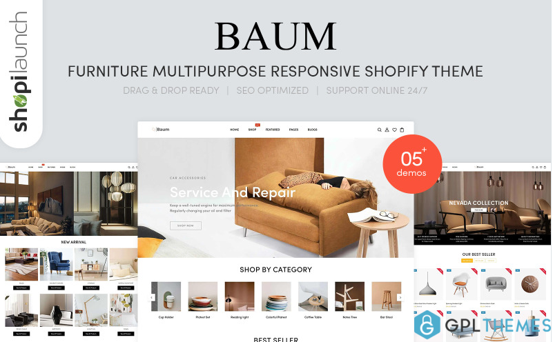 Baum – Furniture Multipurpose Responsive Shopify Theme