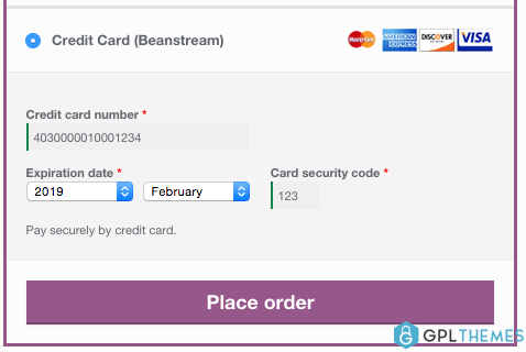 woocommerce beanstream checkout form