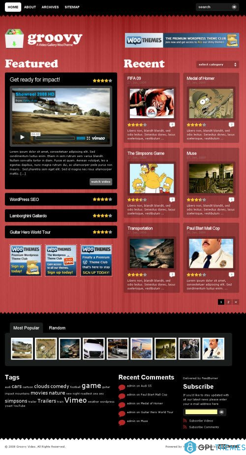 groovy video theme red