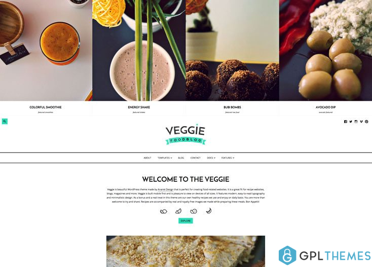 veggie food blog wordpress theme