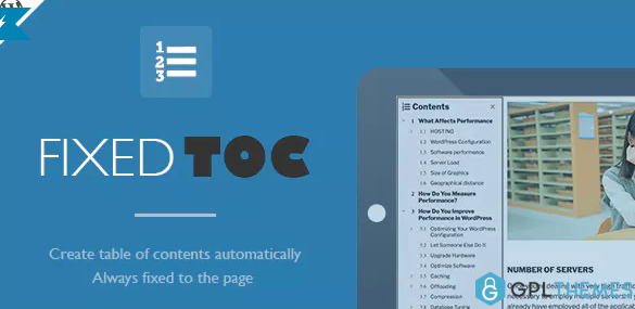 Fixed TOC table of contents for WordPress plugin