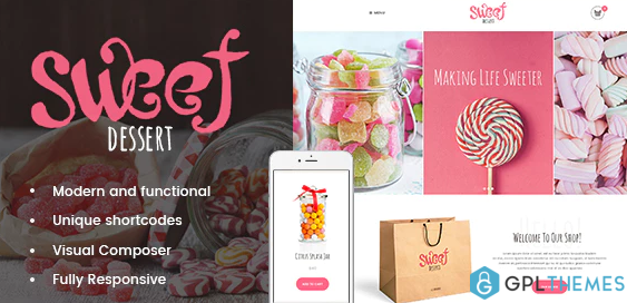 Sweet Dessert Candy Shop Cafe WordPress Theme