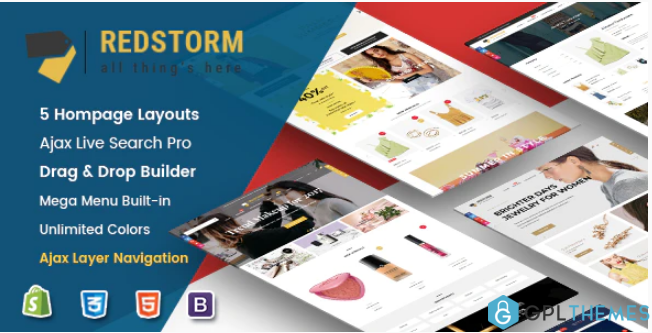 RedStorm Creative Drag Drop Sectioned Responsive Shopify Theme