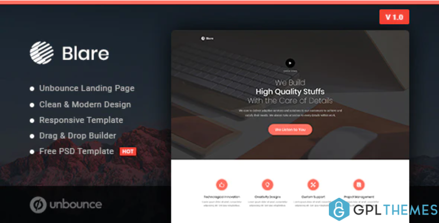 Blare Business Unbounce Landing Page Template 1