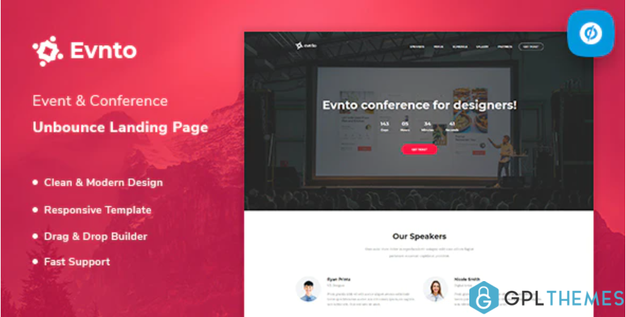 Evnto Event Conference Unbounce Landing Page Template