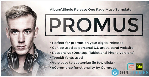 Promus Music Album Release DJ Band Musician Onepage Muse Template