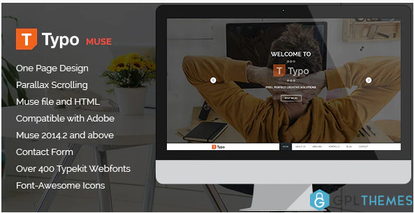 Typo One Page MUSE Template