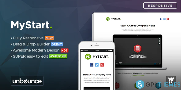 MyStart Startup Unbounce Landing Page Template 1