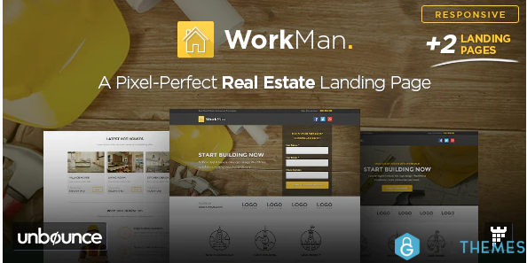 WorkMan Real Estate and Construction Unbounce Landing Page Template 1