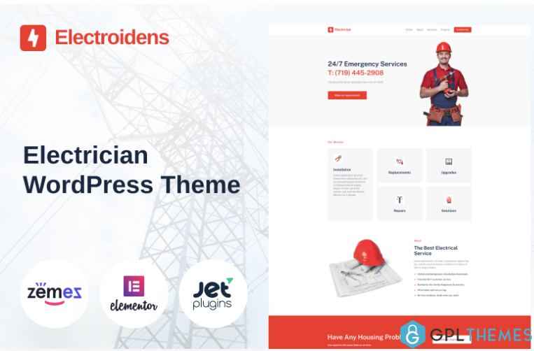 Electroidens Electrician website with Elementor WordPress Theme