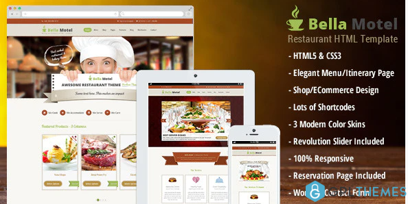 BellaMotel Food Restaurant Recipe HTML