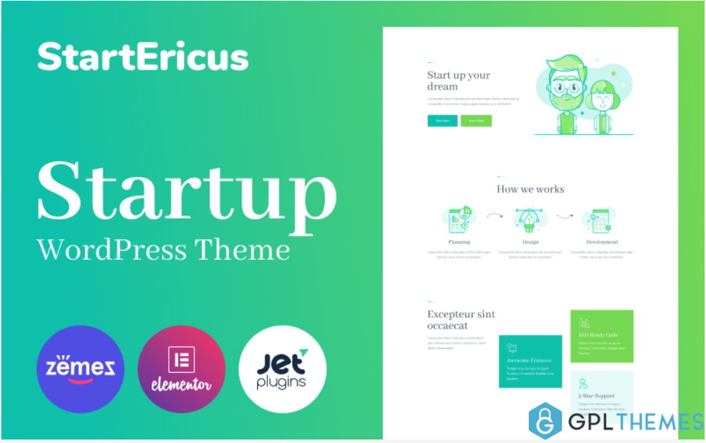 StartEricus Clean and Minimalistic Startup Landing Page WordPress Theme