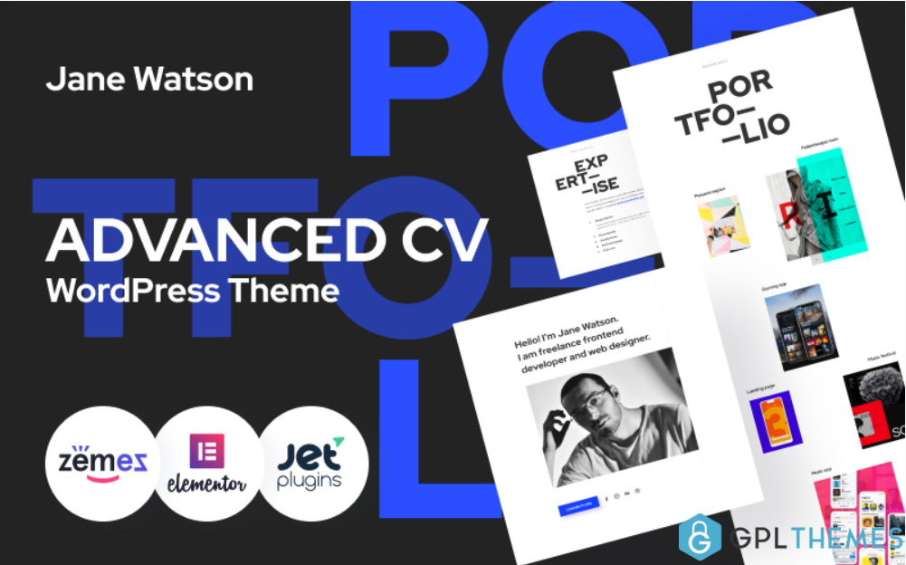 Jane Watson Advanced And Reliable CV WordPress Theme