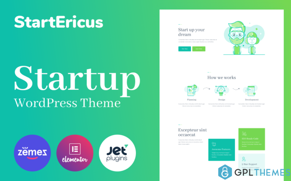 StartEricus Clean and Minimalistic Startup Landing Page WordPress Theme 1