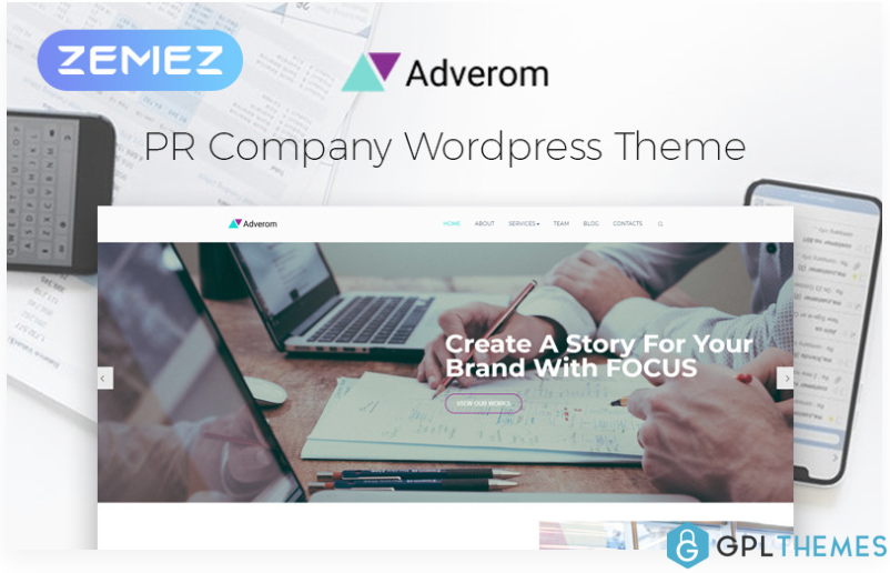 Adverom PR Company Multipurpose Modern Elementor WordPress Theme