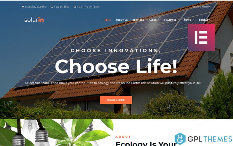 Solarin Solar Energy Company Elementor WordPress Theme