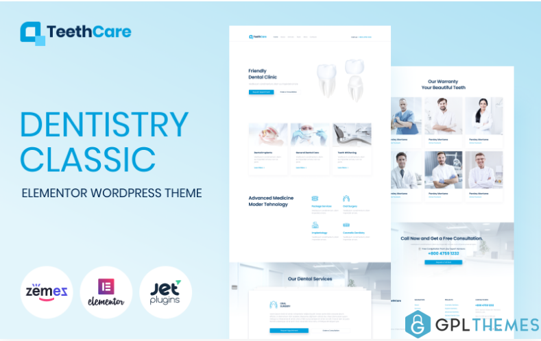 TeethCare Dentistry Classic Elementor WordPress Theme