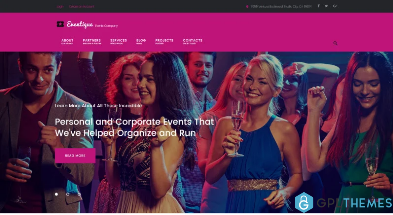 Eventique events company WordPress Theme