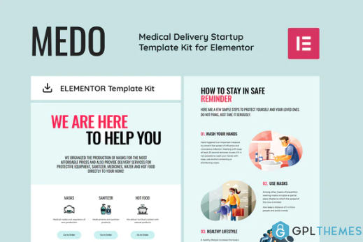 MEDO Medical Delivery Startup Elementor Template Kit