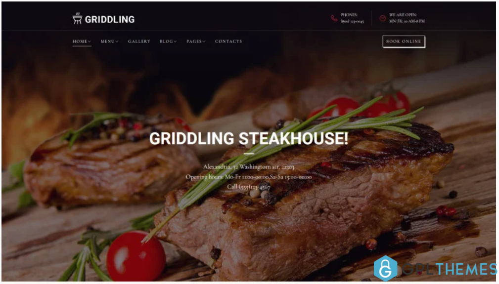 Griddling Meat Barbecue Restaurant WordPress Theme