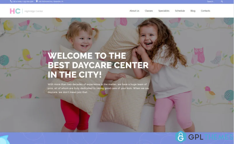 Highridge Center Kindergarten Child Care WordPress Theme 3