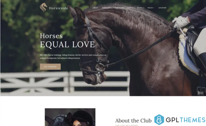 Horsieside Equestrian Center Responsive WordPress Theme 1