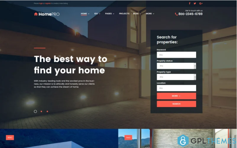 HomePro Real Estate Portal WordPress Theme