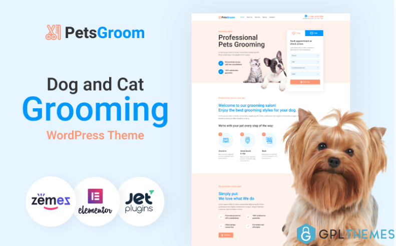 PetsGroom Dog Cat Grooming WordPress Theme