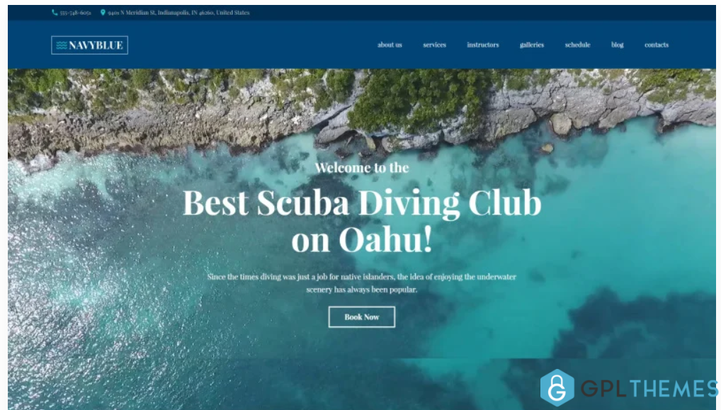 NavyBlue Scuba Diving Club Responsive WordPress Theme