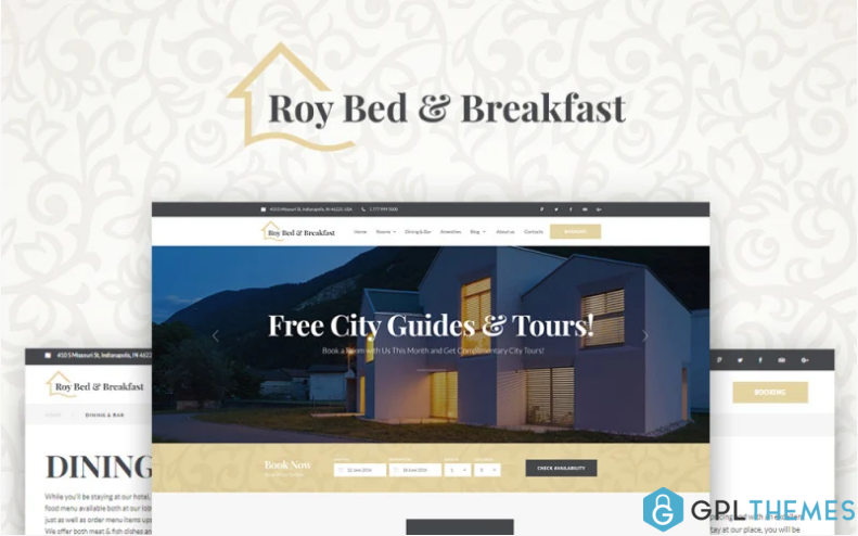 Roy Bed Breakfast Small Hotel WordPress Theme