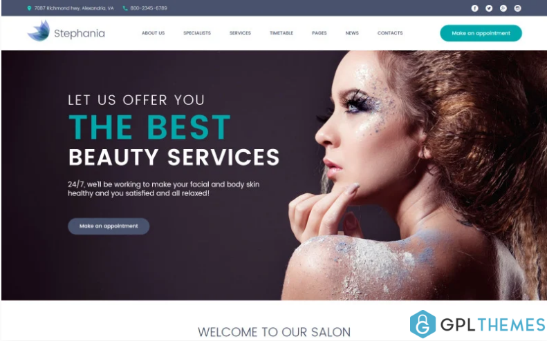 Stephania Beauty Salon Skin Care WordPress Theme