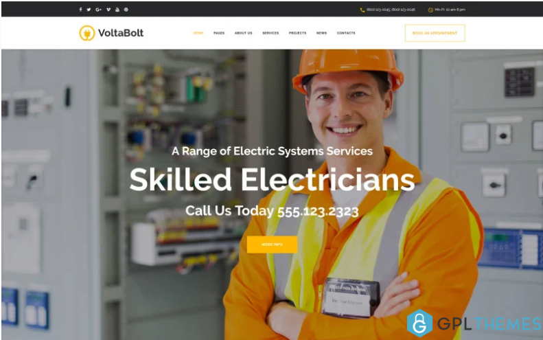 VoltaBolt Electrician Services Responsive WordPress Theme