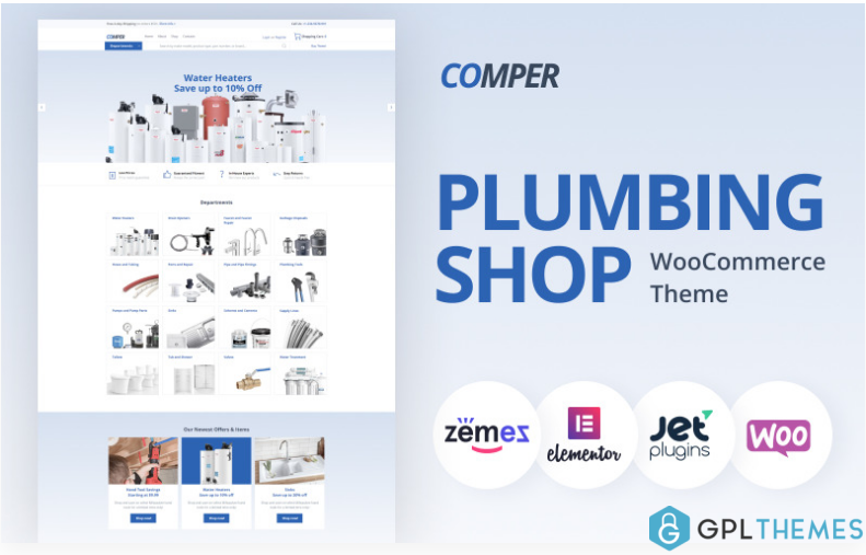 Comper Plumbing ECommerce Classic Elementor WooCommerce Theme