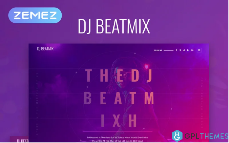 DJ Beatmix Personal Page Elementor WordPress Theme