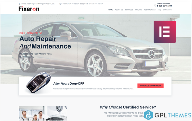 Fixeron Car Repair Elementor WordPress Theme