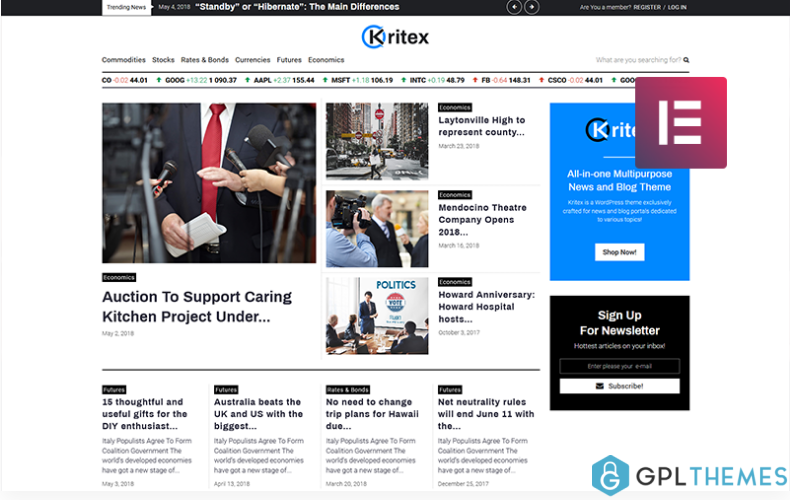 Kritex Corporate News Blog Modern Elementor WordPress Theme