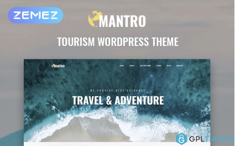 Mantro Tourism One Page Modern Elementor WordPress Theme