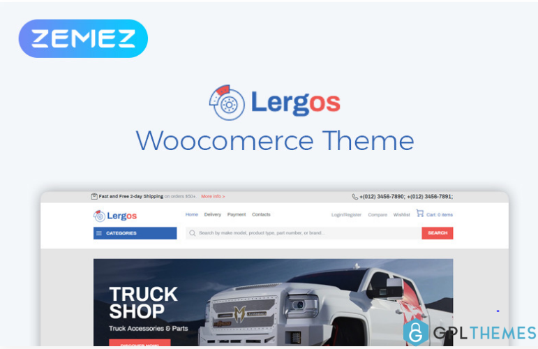 Lergos Car Spare Parts ECommerce Classic Elementor WooCommerce Theme